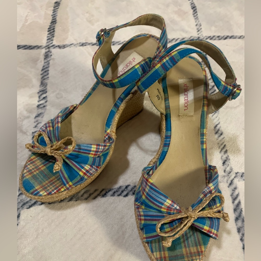 Summer plaid wedges